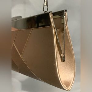 Ribbon crossed clutch or shoulder bag- champagne color‎